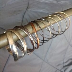 Women's 10pc Bracelet Bundle Copper Plated, Intertwined Silver Plated, Hammered